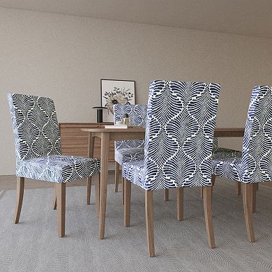 No. 918 Selene Ogee Print Stretch Fit Elastic Dining Chair Cover Pair
