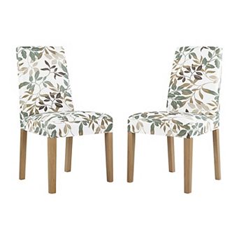 No. 918 Hillsboro Botanical Print Stretch Fit Elastic Dining Chair Cover Pair