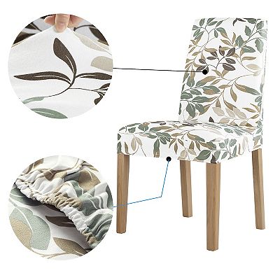 No. 918 Hillsboro Botanical Print Stretch Fit Elastic Dining Chair Cover Pair