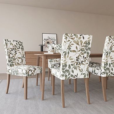 No. 918 Hillsboro Botanical Print Stretch Fit Elastic Dining Chair Cover Pair