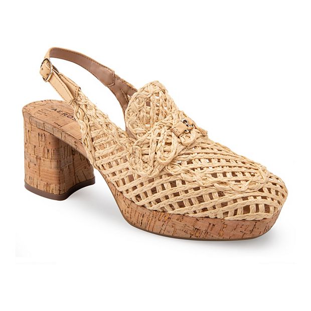 Aerosoles Santiago Women s Raffia Heeled Loafers Size 5 Natural Raffia