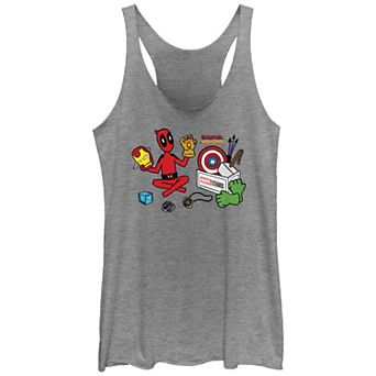 Juniors' Marvel Deadpool And Wolverine Avengers Things Graphic Racerback Tank Top