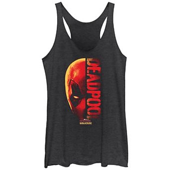 Juniors' Marvel Deadpool And Wolverine Half Face Graphic Racerback Tank Top
