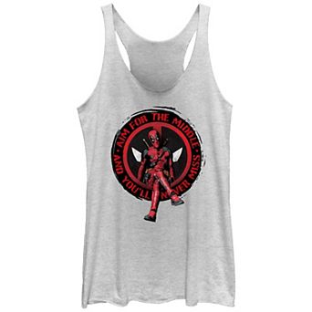 Juniors' Marvel Deadpool And Wolverine Aim for the Middle Graphic Racerback Tank Top