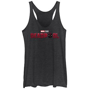 Juniors' Marvel Deadpool And Wolverine Distressed Logo Graphic Racerback Tank Top