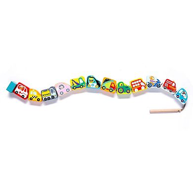 Wise Elk/cubika Wooden Lacing Toy - Flying Cars