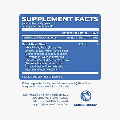 Night Time Fat Burner Capsules, Nobi Nutrition, 60ct