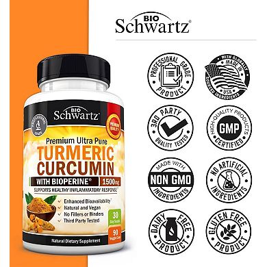 Turmeric Curcumin with BioPerine 1500mg - 90 Capsules