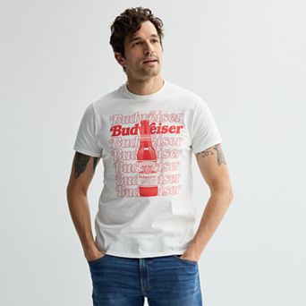 Men's Budweiser Bottle & Repeated Logo Graphic Tee