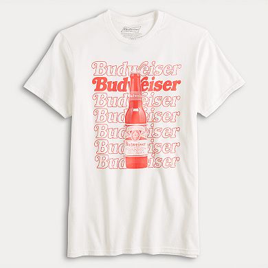 Men's Budweiser Bottle & Repeated Logo Graphic Tee