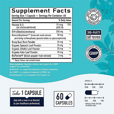 Dim Supplement 250 Mg - Hormone Menopause Relief, Estrogen Metabolism Support Supplements - 60ct