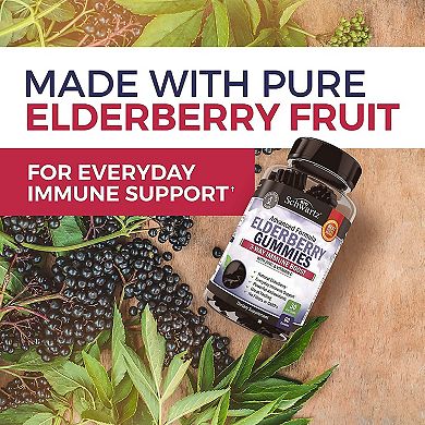 Elderberry Gummies - Zinc & Vitamin C - Black Sambucus Elderberries - Gluten-free, Non-gmo 60 count