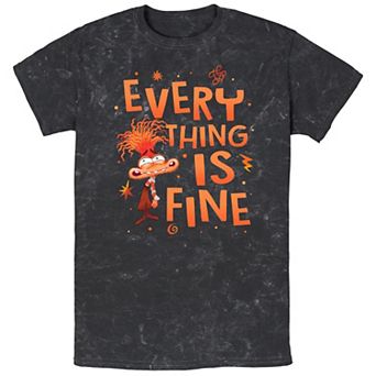 Men's Inside Out 2 Anxiety Everything is Fine Mineral Wash Graphic Tee