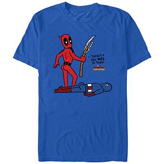 Men's Deadpool And Wolverine Captain America New in Town Graphic Tee