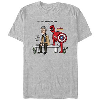 Men's Deadpool And Wolverine Captain America Meet Dogpool Graphic Tee