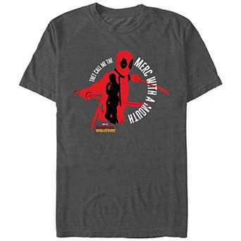 Men's Deadpool And Wolverine Merc with a Mouth Silhouettes Graphic Tee