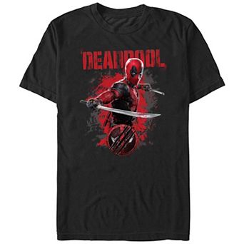 Men's Deadpool And Wolverine Katanas Paint Dump Graphic Tee