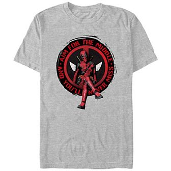 Men's Deadpool And Wolverine Aim for the Middle Logo Graphic Tee