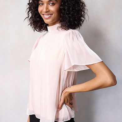 Women's LC Lauren Conrad High Neck Flutter Sleeve Blouse