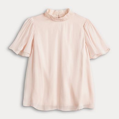 Women's LC Lauren Conrad High Neck Flutter Sleeve Blouse
