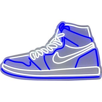 Neon Blue LED Shoe Wall Art