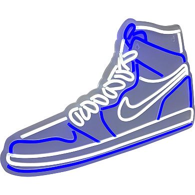 Neon Blue LED Shoe Wall Art