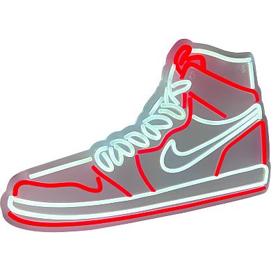 Neon Red LED Shoe Wall Art