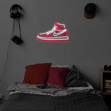 Neon Red LED Shoe Wall Art