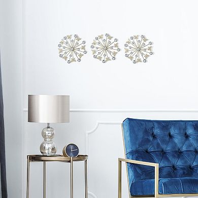 Butterflies & Crystals Gold-Tone Metal Wall Decor 3-Piece Set