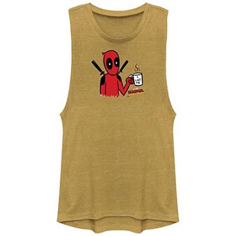 Juniors' Marvel Deadpool And Wolverine Coffee Mug Graphic Muscle Tank Top