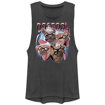 Juniors' Marvel Deadpool And Wolverine Dogpool Graphic Muscle Tank Top