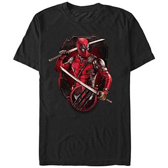 Men's Deadpool And Wolverine Pose Badge Graphic Tee