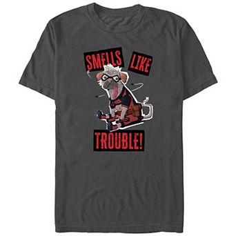 Men's Deadpool And Wolverine Dogpool Trouble Flies Graphic Tee