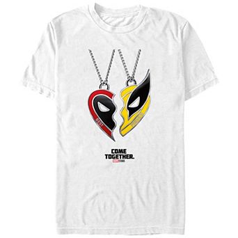 Men's Deadpool And Wolverine Best Friends Necklace Graphic Tee
