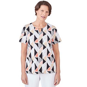 Women's Alfred Dunner Geo Stained Glass Split Neck Tee