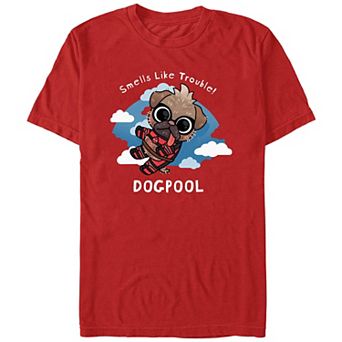 Men's Deadpool And Wolverine Dogpool Trouble Clouds Graphic Tee