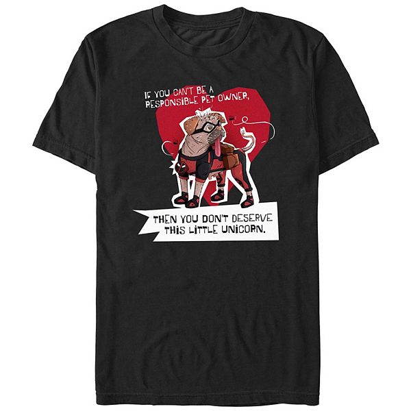 Men's Deadpool And Wolverine Dogpool Little Unicorn Costume Graphic Tee