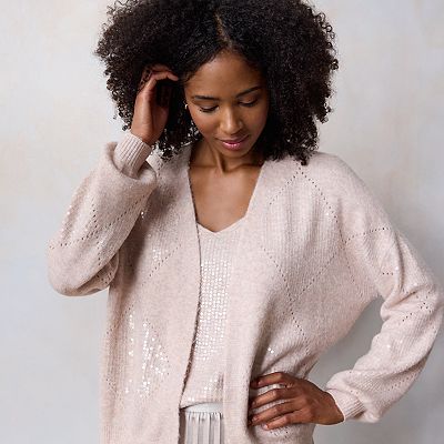 Women's LC Lauren Conrad Sequin Embroidery Knitted Cardigan