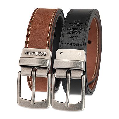 Men's Columbia Reversible Stitch Bordered Leather Belt