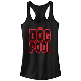 Juniors' Marvel Deadpool And Wolverine Dogpool Bone Letters Graphic Racerback Tank Top