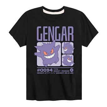 Boys 8-20 Pokemon Gengar Stats Graphic Tee