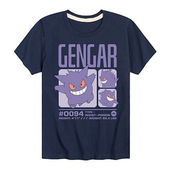 Boys 8-20 Pokemon Gengar Stats Graphic Tee