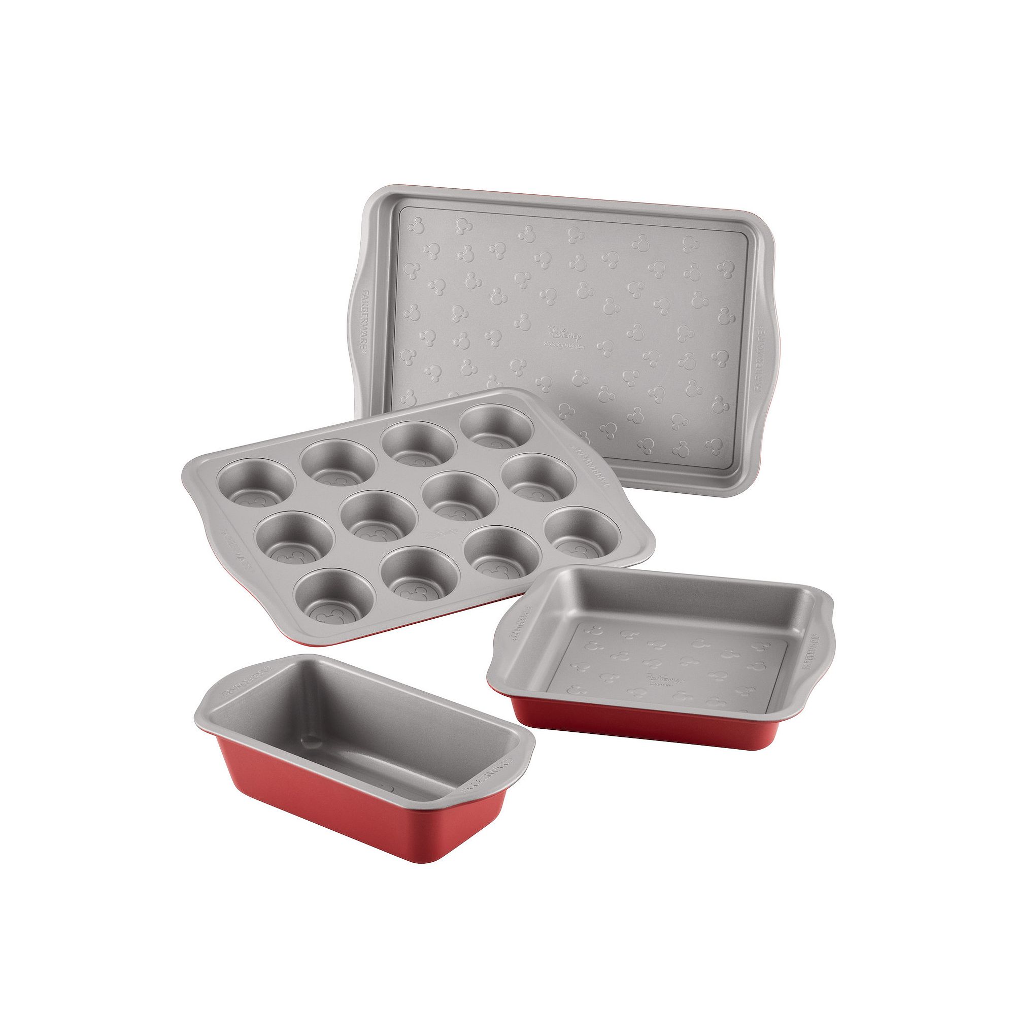 Farberware Disney Bake with Mickey Mouse Nonstick 4-piece Bakeware Set, Red