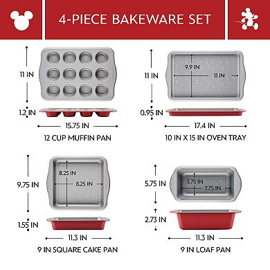 Farberware Disney Bake with Mickey Mouse Nonstick 4-piece Bakeware Set