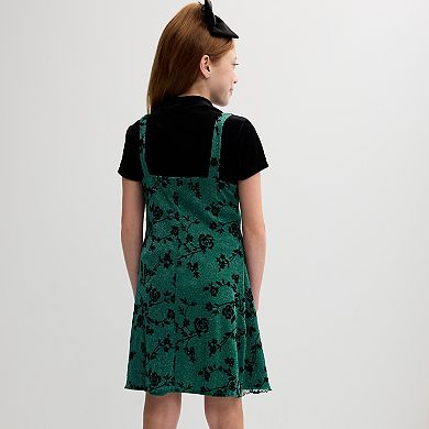 Girls 7-20 Knit Works 3 Pc Fit & Flare Dress, Short Sleeve Tee and Bow in Regular & Plus Size