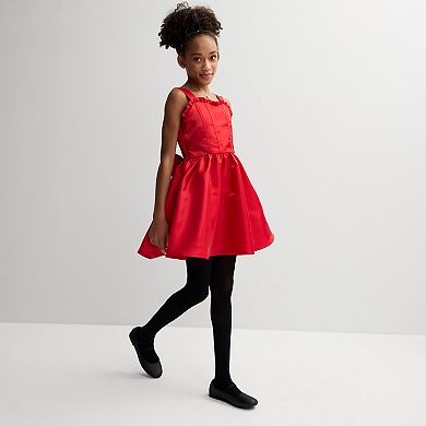 Girls 7-16 Knit Works Sweetheart Ruffle Corset Bodice Dress & Necklace