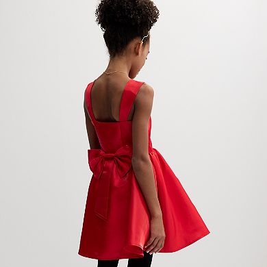 Girls 7-16 Knit Works Sweetheart Ruffle Corset Bodice Dress & Necklace
