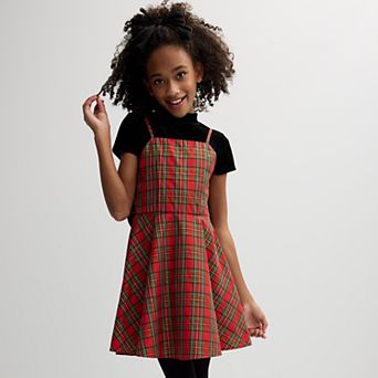 Girls 7-16 Knit Works 3 pc Strappy Jumper Dress, Short Sleeve Tee & Bow