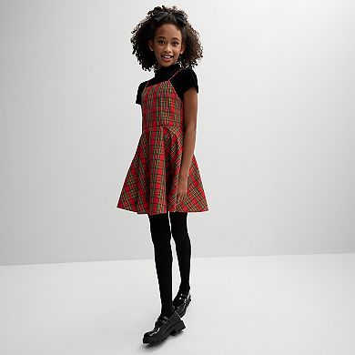 Girls 7-16 Knit Works 3 pc Strappy Jumper Dress, Short Sleeve Tee & Bow