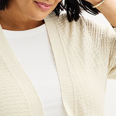 Plus Size Croft & Barrow Open Front Textured Cardigan